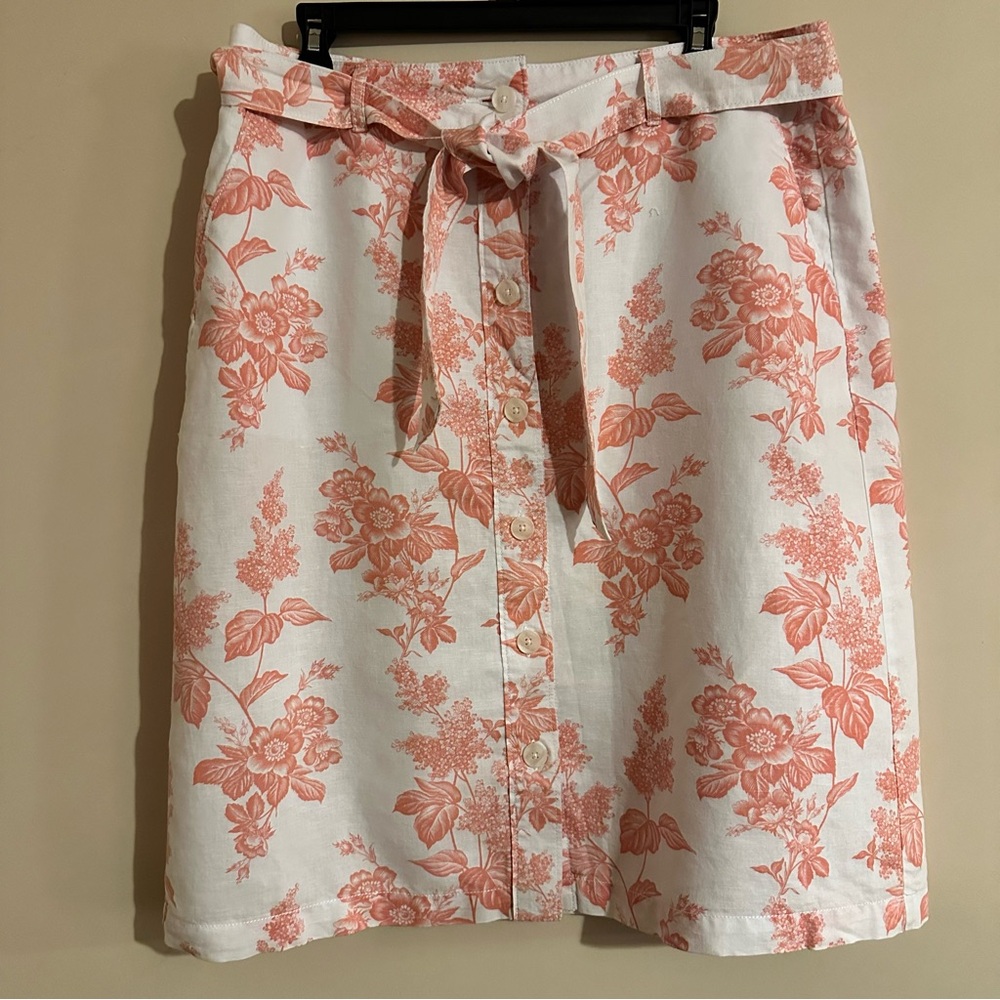 Liz Claiborne Linen Floral Lined Skirt